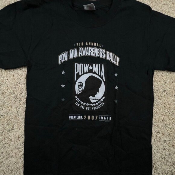 7th Annual Pow Mia Awareness Rally Boys Large Black Y2K 2007 Pocatello Idaho Tee - Picture 1 of 11